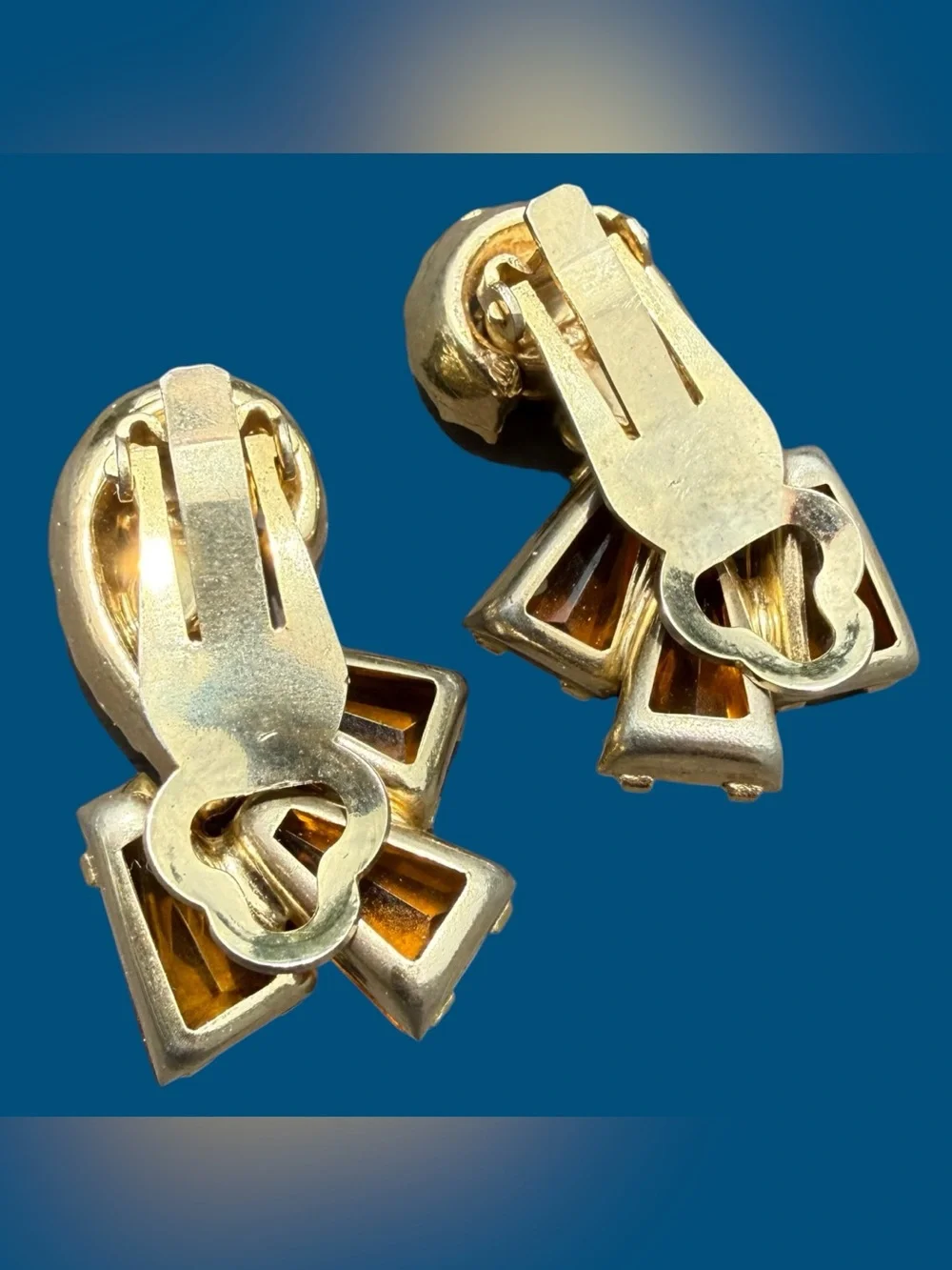 VERIFIED JULIANA D&E Keystone Baguette Rhinestone Brooch & Earrings Yellow Topaz